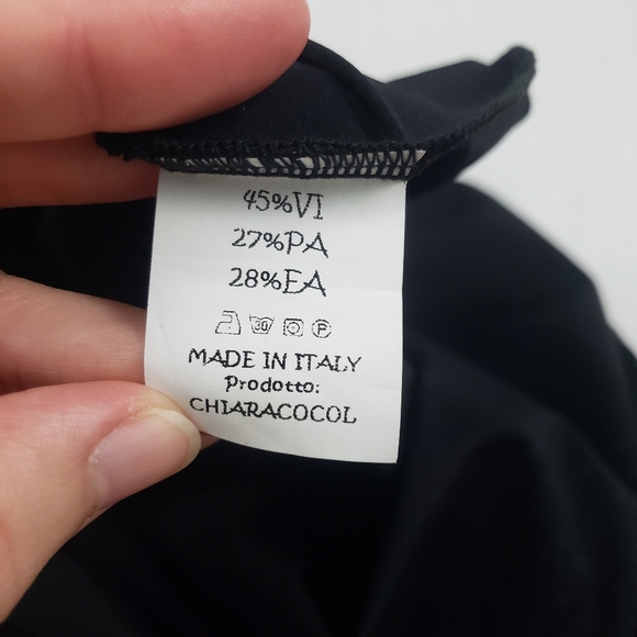 Chiara Cocol Milano Polka Dot Striped Long Sleeved Black and Blue Dress Size Med - Picture 7 of 8